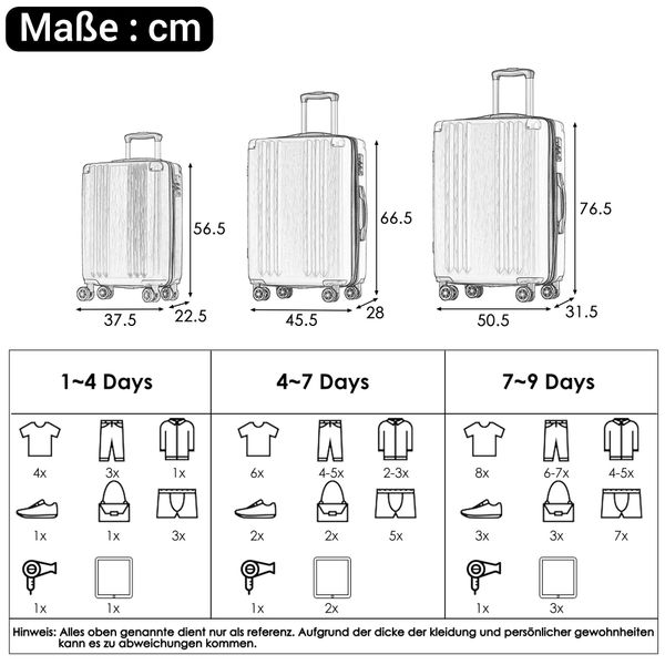 REDOM Hartschalen-Trolley 4 Rollen, Hartschalenkoffer Handgepäck-Trolley günstig online kaufen