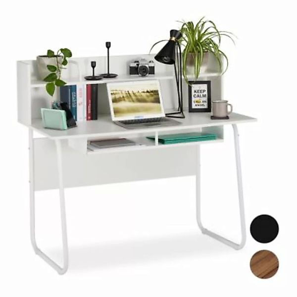 relaxdays Schreibtisch mit Ablagefächern weiß günstig online kaufen