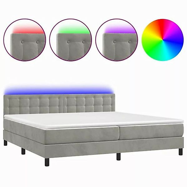 vidaXL Boxspringbett Boxspringbett mit Matratze LED Hellgrau 200x200 cm Sam günstig online kaufen