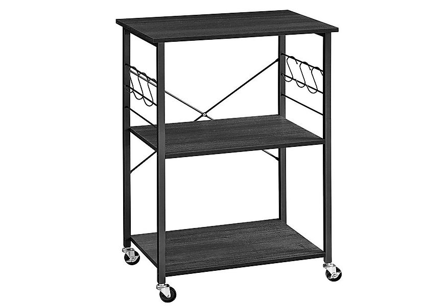 VASAGLE Servierwagen, Küchenwagen mit 3 Ebenen, mit 6 Haken günstig online kaufen