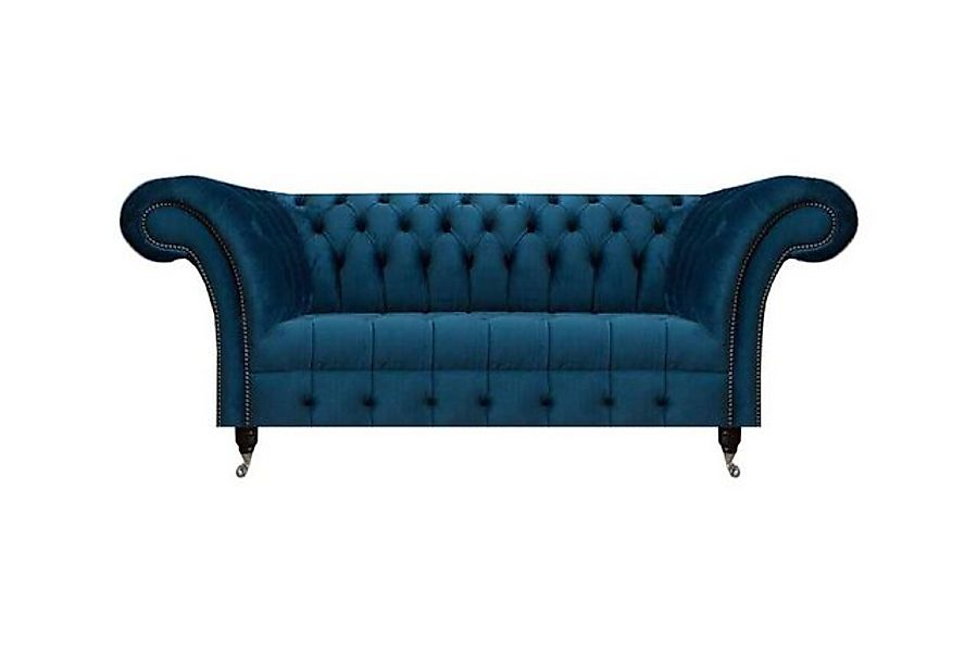 JVmoebel 2-Sitzer Dunkelblaue Chesterfield Polstercouch Designer Wohnzimmer günstig online kaufen