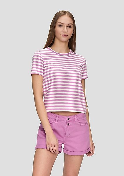 QS Kurzarmshirt T-Shirt Baumwoll-T-Shirt mit Streifenmuster günstig online kaufen