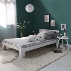 Homestyle4u Holzbett 90x200 Einzelbett Weiß mit günstig online kaufen