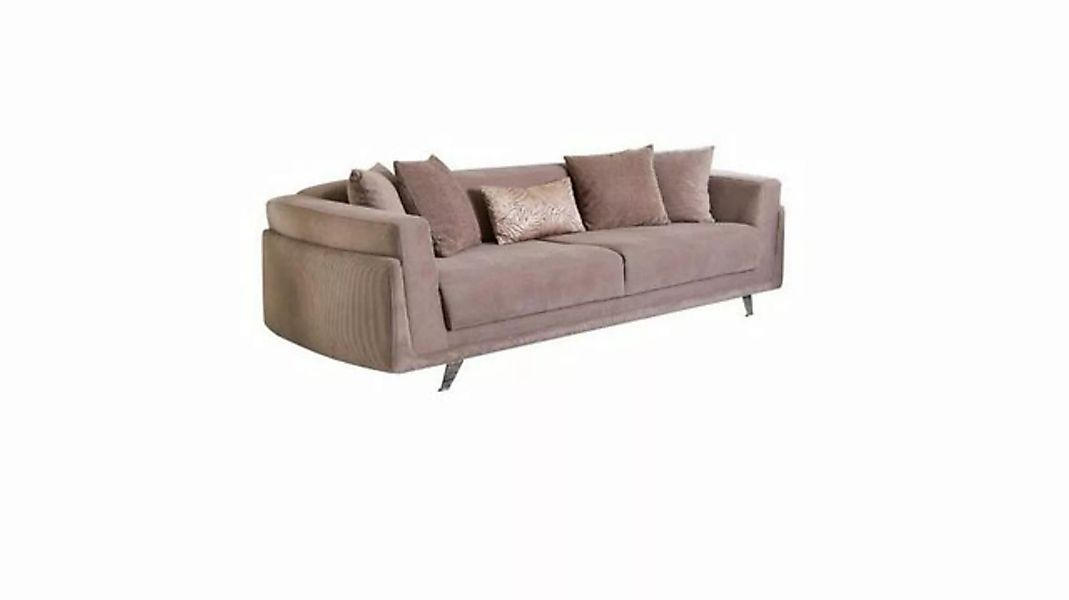 JVmoebel 3-Sitzer Dreisitzer Couch mit Bettfunktion Sofa 3 Sitzer Beige Sto günstig online kaufen