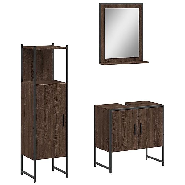 vidaXL Badezimmer-Set 3-tlg. Badmöbel-Set Braun Eichen-Optik günstig online kaufen