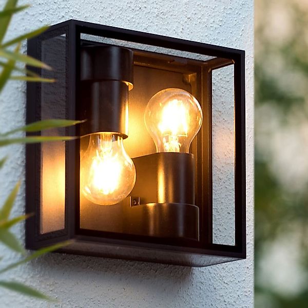 Deckenleuchte Dukan in Schwarz E27 2-flammig IP65 günstig online kaufen