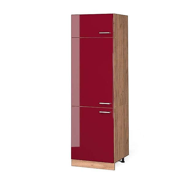 Vicco Kühlumbauschrank R-Line, Bordeaux Hochglanz/Goldkraft Eiche, günstig online kaufen