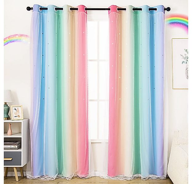 FOUORTUNATE-BEE Gardine Vorhänge Blickdicht Kinderzimmer Halbtransparent (2 günstig online kaufen