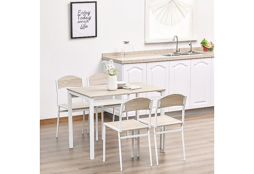 HOMCOM Essgruppe Küchentisch mit 4 Stühlen, (Esstisch Set, 5-tlg., Esszimme günstig online kaufen