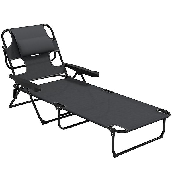 Outsunny Gartenliege klappbar mit Lesefenster, Kopfkissen, günstig online kaufen