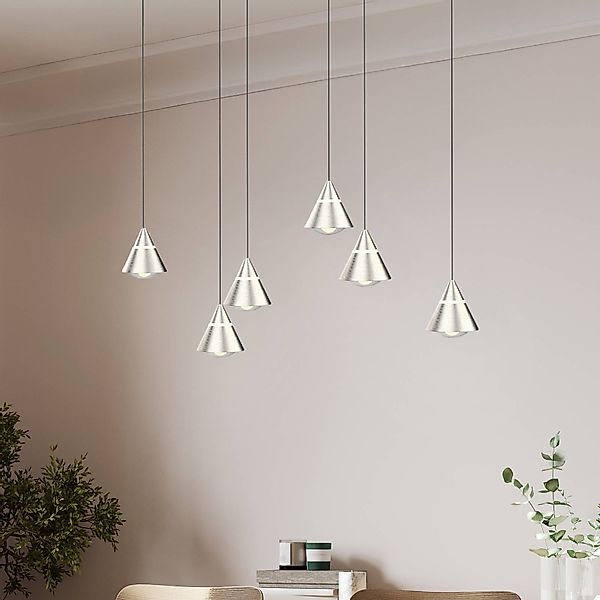 LED-Hängelampe Romeo, Länge 75 cm nickelfarben Metall 6-flg. günstig online kaufen