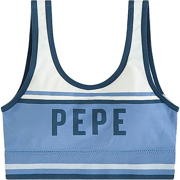 Pepe Jeans – Kerry – Kurzes Bustier in Thames-Blau günstig online kaufen