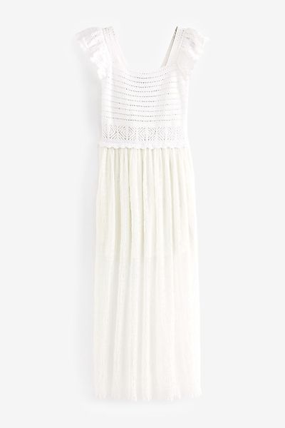 Next Sommerkleid Kleid mit gehäkelten Trompetenärmeln günstig online kaufen