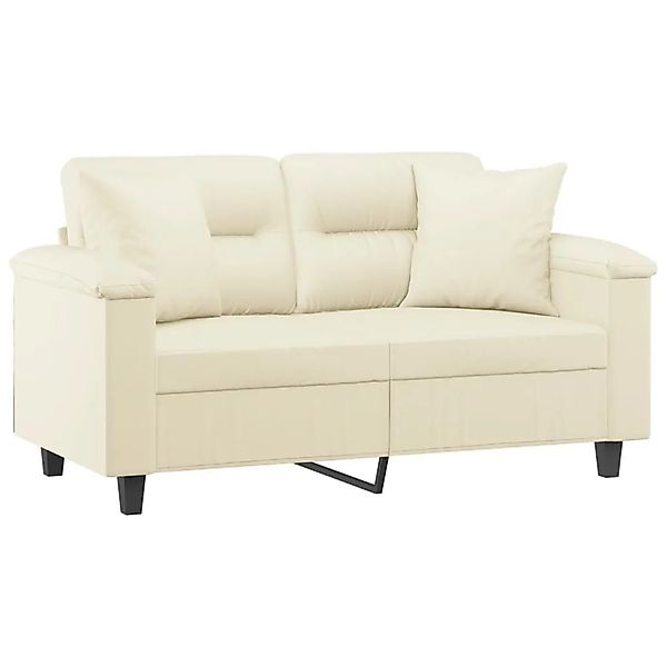vidaXL 2-Sitzer-Sofa mit Zierkissen Creme 120 cm Kunstleder 3200984 günstig online kaufen