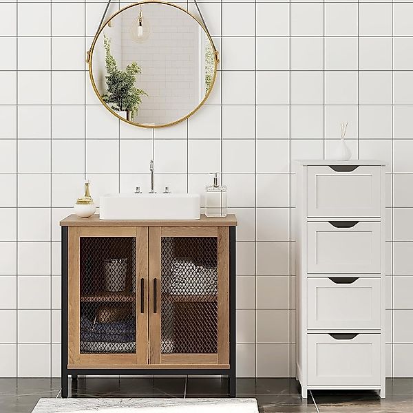 EUGAD Waschbeckenunterschrank (1-St) 2 Fächer, Metallgittertüre, günstig online kaufen