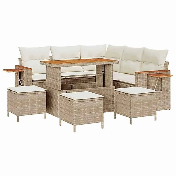 vidaXL Gartensofa-Set mit Kissen 10 Stk Beige und Creme Poly-Rattan 3365131 günstig online kaufen