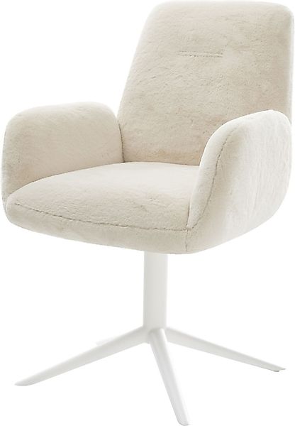 DELIFE Polsterstuhl Zoa-Flex, Fußkreuz Weiß Plüsch günstig online kaufen