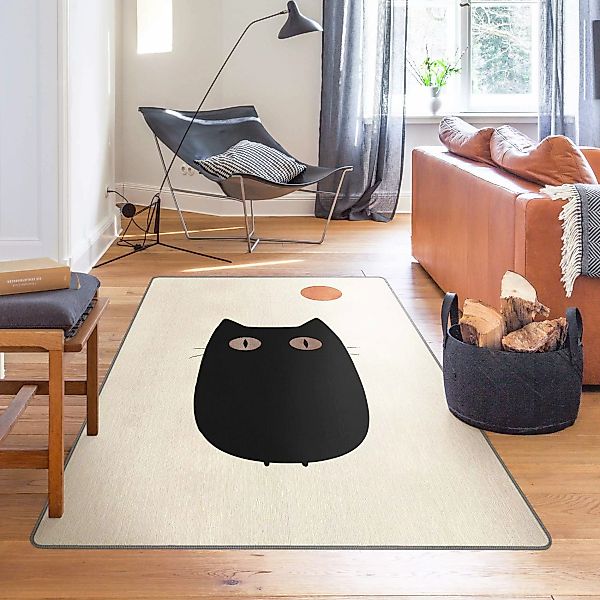 Teppich Schwarze Katze Illustration günstig online kaufen