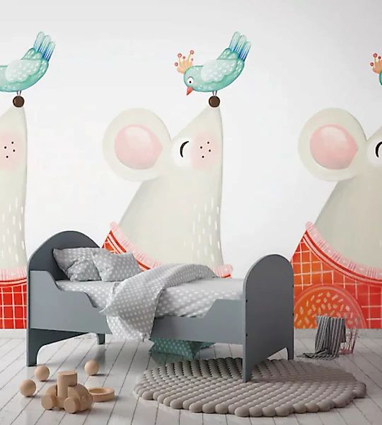 living walls Fototapete »Fototapete Kinderzimmer Maus und Vogel«, matt, Bab günstig online kaufen
