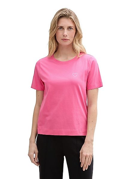 TOM TAILOR Rundhalsshirt mit Herzmotiv als Frontprint günstig online kaufen