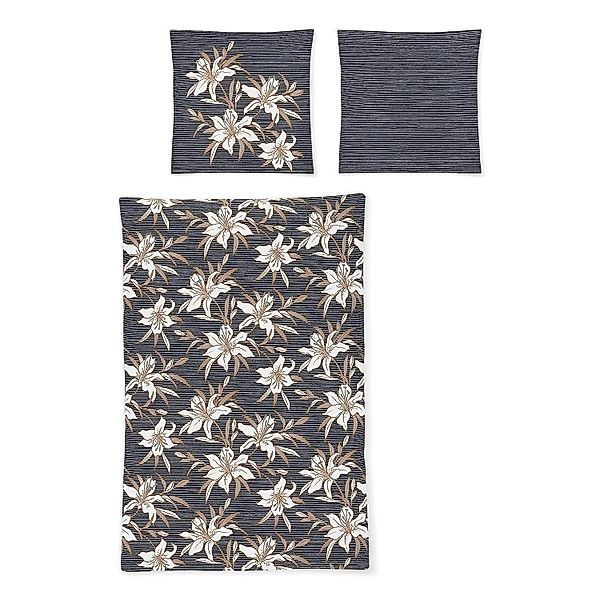 Irisette Mako Satin Bettwäsche Eos 8294-40 Lilien anthrazit 155x220 günstig online kaufen