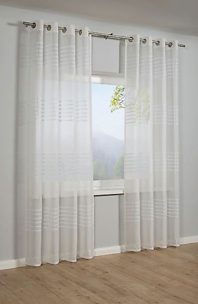 GARDINIA Gardine »Schal mit Ösen Etamine 3-D Streifen«, (1 St.), transparen günstig online kaufen