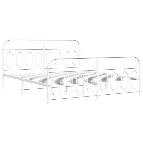 vidaXL Bettgestell mit Kopfteil und Fußteil Metall Weiß 180x200 cm 377188 günstig online kaufen
