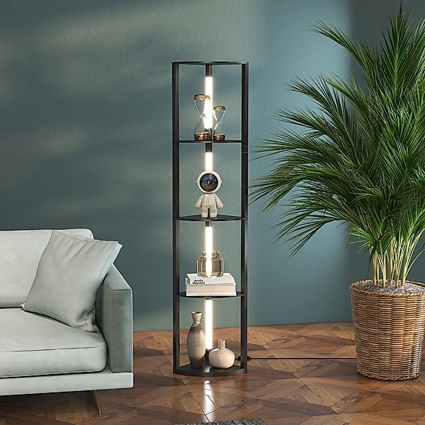 HOMCOM Stehlampe, LED Stehleuchte mit 4 Ablagen, E27 Sockel, 24 W Standlamp günstig online kaufen