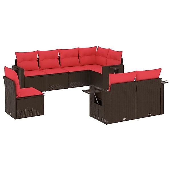 vidaXL 8-Tlg Gartensofa-Set mit Kissen Braun Polyrattan 3220443 günstig online kaufen