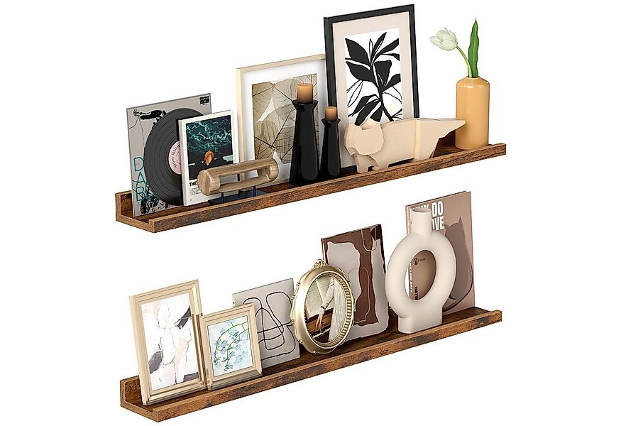 VASAGLE Wandregal, Schweberegale, 60/80 cm, 2er Set, für Küche, Wohnzimmer günstig online kaufen