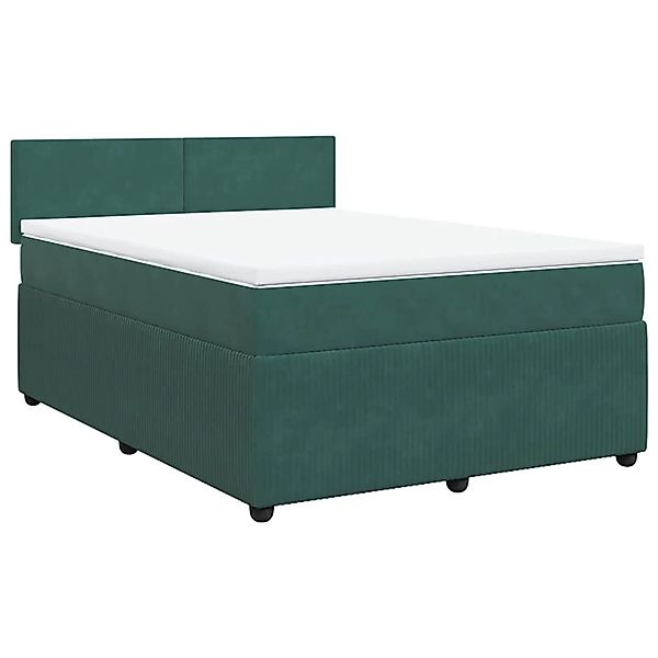 vidaXL Boxspringbett mit Matratze Dunkelgrün 160x200 cm Samt 3287779 günstig online kaufen