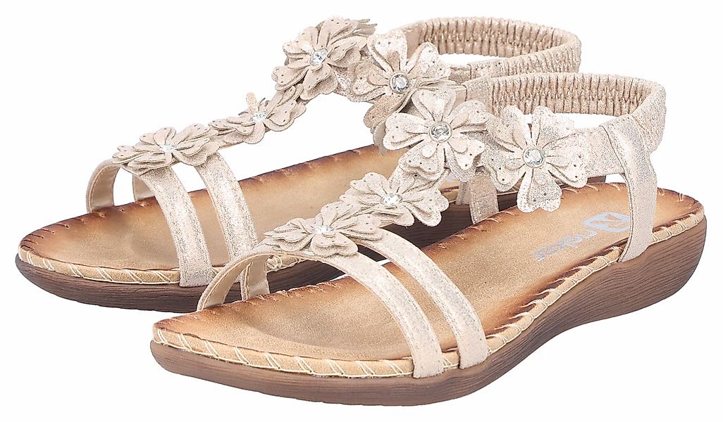 Rieker Sandale Sommerschuh, Urlaubsschuh mit Blütenverzierung und Glitzerst günstig online kaufen