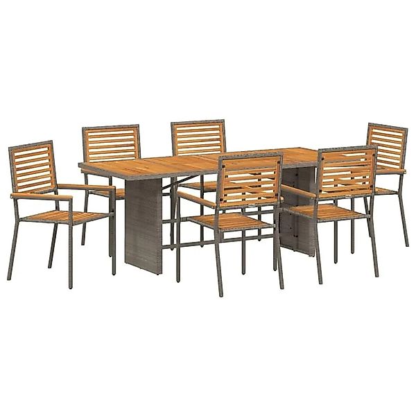 vidaXL Garten Essgruppe 7-Tlg Grau Poly-Rattan 3365451 günstig online kaufen
