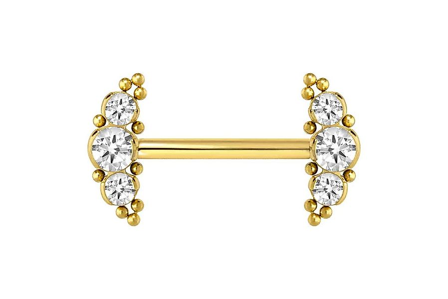 PIERCINGLINE Brustwarzenpiercing Titan Barbell mit Push Fit 3 KRISTALLE + K günstig online kaufen