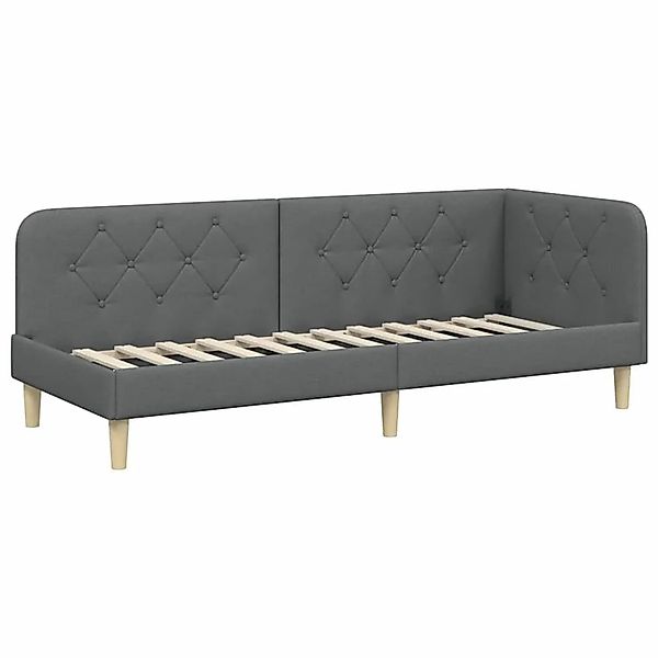 vidaXL Eckbettgestell mit Kopfteil Dunkelgrau 80 x 200 cm Stoff 42016554 günstig online kaufen