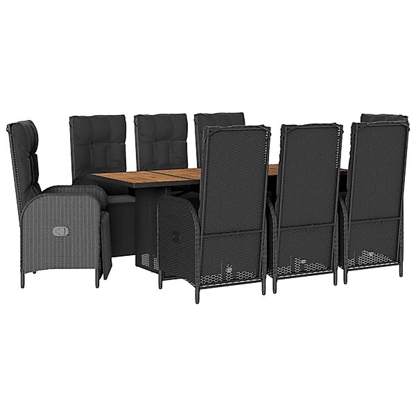 vidaXL 9-Tlg Garten-Essgruppe mit Kissen Schwarz Poly Rattan 3213521 günstig online kaufen