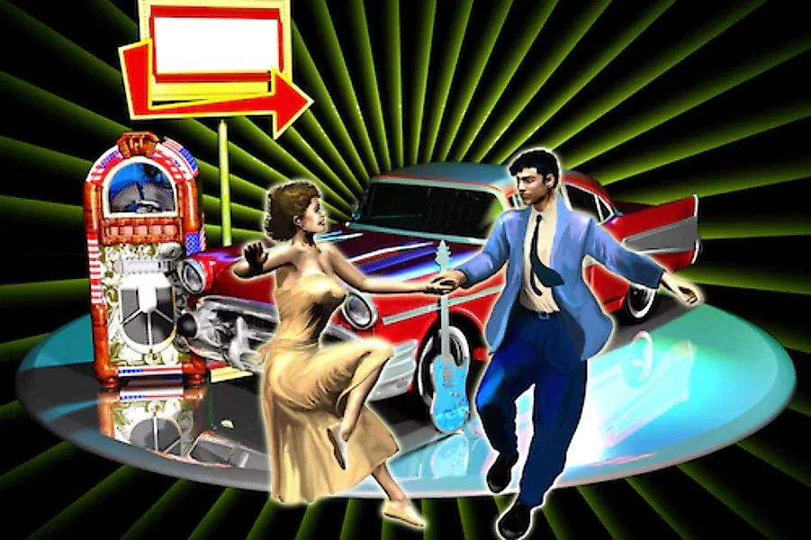 Papermoon Fototapete »Mann und Frau tanzen vor Auto« günstig online kaufen