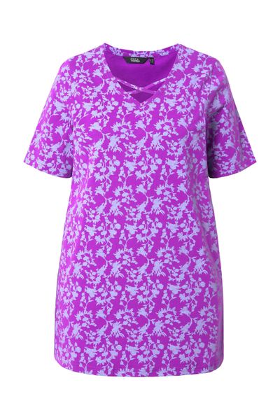 Ulla Popken T-Shirt T-Shirt Zierbänder V-Ausschnitt günstig online kaufen