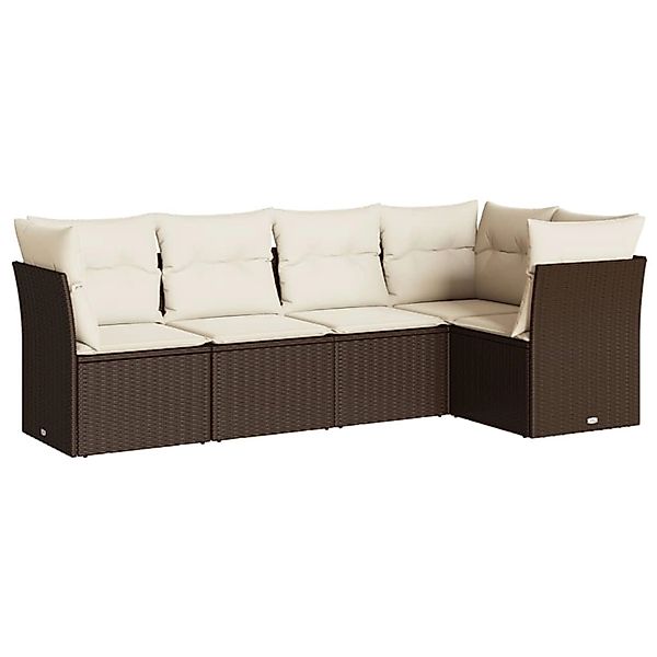 vidaXL 5-Tlg Garten-Sofagarnitur mit Kissen Braun Poly Rattan 3249442 günstig online kaufen
