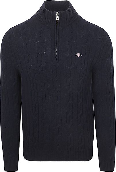 Gant Halfzip Lammwollpullover Cable Blau - Größe XL günstig online kaufen