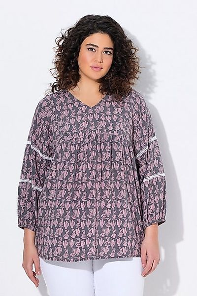 Ulla Popken Tunika Bluse Kaktus A-Linie 3/4-Arm Spitze günstig online kaufen