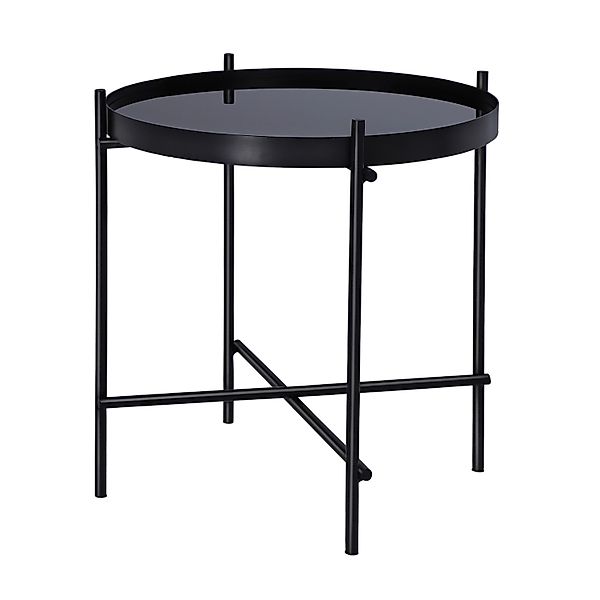 WOMO-DESIGN Beistelltisch 43 x 45 cm in Schwarz aus Metall und Glas günstig online kaufen
