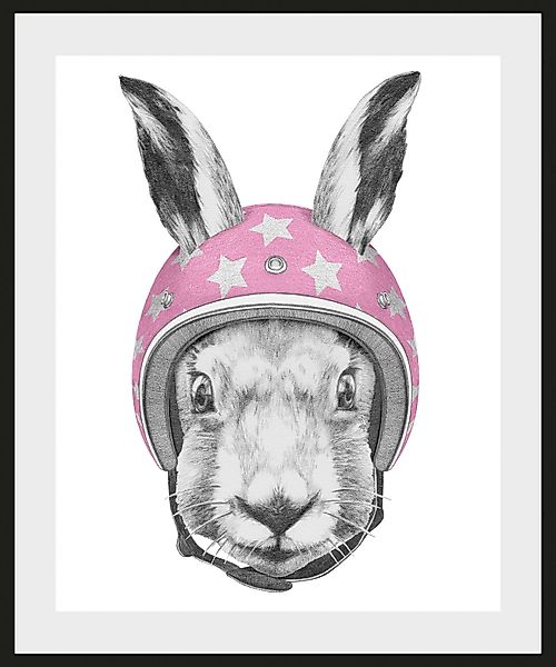 queence Bild »Lykke«, Hase-Hasen-Schwarz-Weiß-Kunst-Haustiere-Stern-Sterne, günstig online kaufen