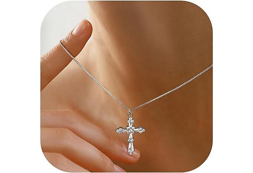 LuxusKollektion Kette und Anhänger Set Kreuz Kette Damen Gold Vergoldet Sil günstig online kaufen