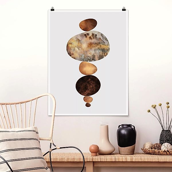 Poster Kunstdruck - Hochformat Balance Weiß Gold günstig online kaufen