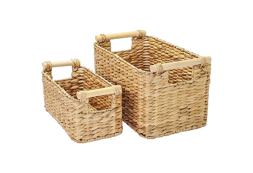 HMF Aufbewahrungskorb Aufbewahrungskorb mit Holzgriffen, Badezimmer Korb (2 günstig online kaufen