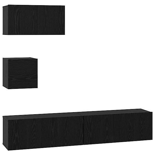 vidaXL TV-Schrank-Set 4-Tlg Schwarz Eichen-Optik 80 x 30 x 30 cm 3393436 günstig online kaufen