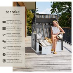 tectake Strandkorb 2-Sitzer mit Polster, verstellbar, günstig online kaufen