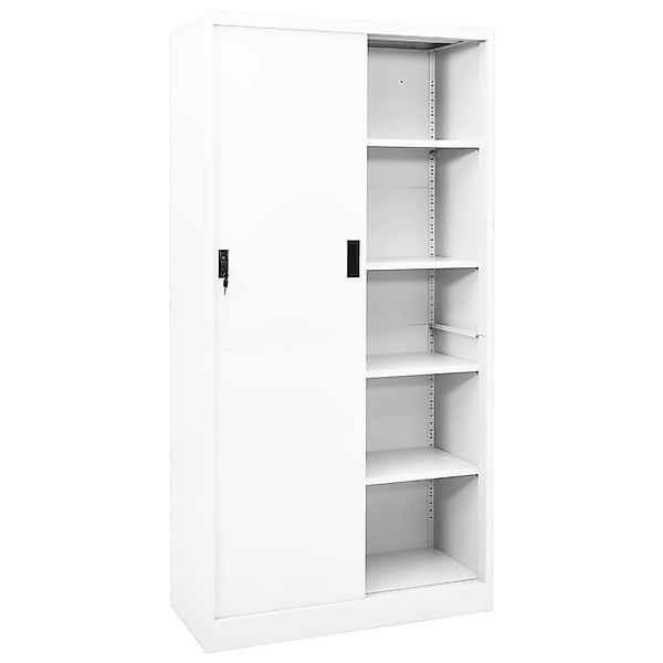 vidaXL Aktenschrank Büroschrank mit Schiebetür Weiß 90x40x180 cm Stahl günstig online kaufen