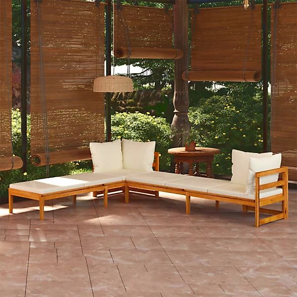 vidaXL Gartenlounge-Set Sonnenliegen mit Cremeweißen Kissen günstig online kaufen